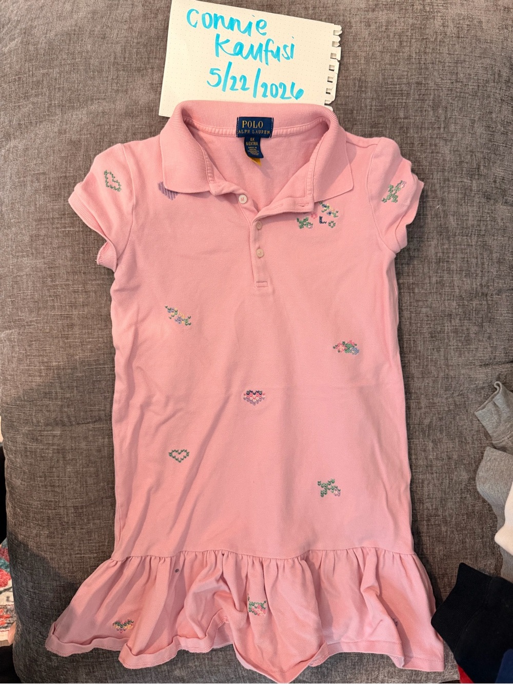 Polo by Ralph Lauren Pink Polo Dress with Embroidered Hearts
